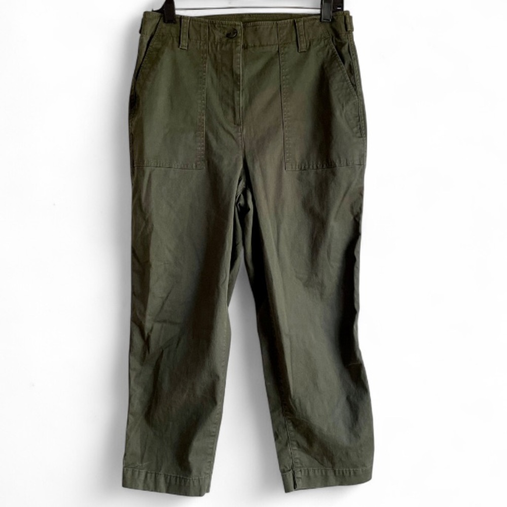 Talbots Olive Green High Waist Patch Pocket Crop Pants Size 10